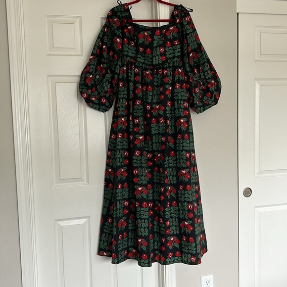 Agua by Agua Bendita Alheli Maxi dress Size XS Red Green Off Shoulder - Picture 12 of 16